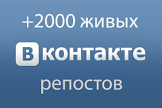 2000 живых репостов в Вконтакте