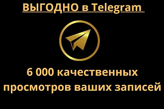 6 000 качественных просмотров ваших записей на Канале в Telegram