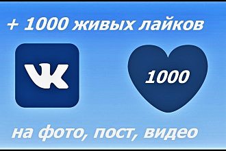 1000 живых лайков ВКонтакте на фото, пост, видео