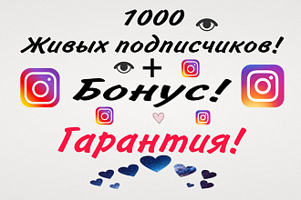 1000 Живых подписчиков Instagram + бонус 150 лайков +30 комментариев
