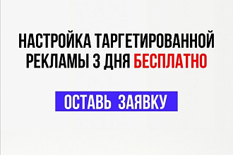 Настройка таргетированной рекламы. Первые 3 дня Бесплатно