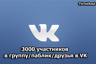 3000 участников в группу,паблик,друзья в VK