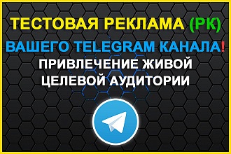 Тестовая реклама вашего канала Telegram. Живые целевые подписчики. ЦА
