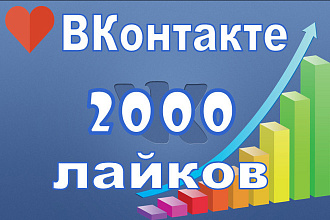 2000 лайков ВКонтакте. На пост, фото, видео, комментарий, товар