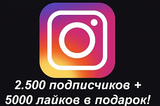 2500 подписчиков Instagram + 5000 лайков Инстаграм в подарок