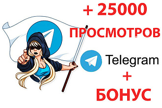 Добавлю 25 000 просмотров на посты в телеграм,от 1 поста + Бонус