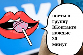 Посты в группу ВКонтакте каждые 30 минут по тематике