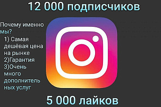 12000 подписчиков в Instagram с гарантией + 5199 лайков