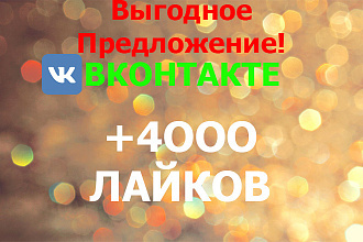 Выгодное предложение. +4.OOO лайков ВКонтакте. ИЗ СНГ