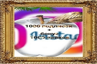 1000 подписок + бонус 1000 лайков