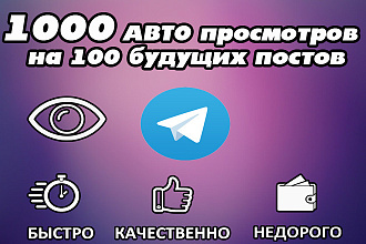 АВТО просмотры на 100 будущих постов в Telegram