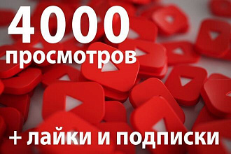 4000 просмотров реальными людьми + лайки и подписки