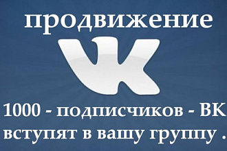 1000 - подписчиков - ВК вступят в вашу группу или в паблик Вконтакте