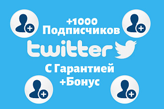 Турбо добавление +1000 подписчиков в Twitter c гарантией и бонусом