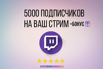 5000 подписчиков на ваш Twitch канал + бонус. Фолловеры на Твич канал