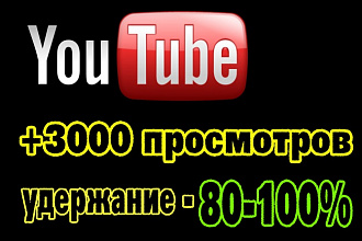 +3000 просмотров с удержанием 80-100%