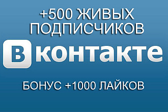 +500 Живых подписчиков в группу или страницу Вконтакте +бонус